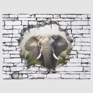 Papel De Seda Arte de Elefante 3D na Parede – Safari Realista