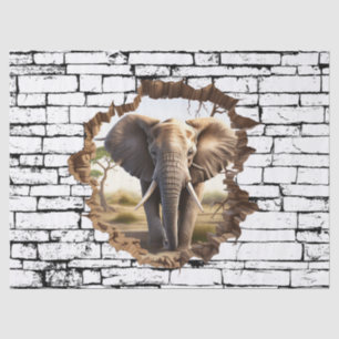 Papel De Seda Arte de Elefante 3D na Parede – Safari Realista (2
