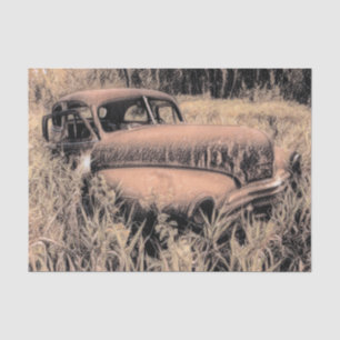 Papel De Seda Arte de Esboço Marrom Rústico Vintage Carro Antigo