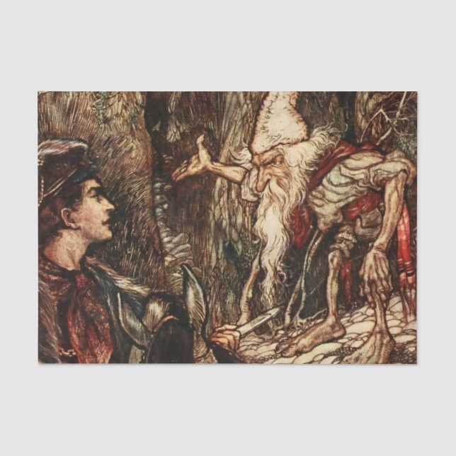 Papel De Seda Arte de fada “Rumpelstiltskin” por Arthur Rackham (Frente )