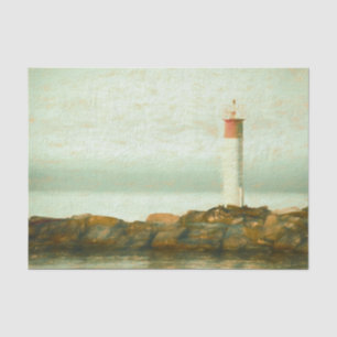 Papel De Seda Arte de Farol Vermelho Verde Náutico Vintage