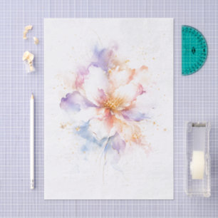Papel De Seda Arte de Flor de Aquarela Pastel com Acentos de Our