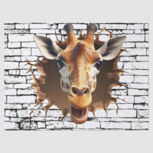 Papel De Seda Arte de Girafa 3D na Parede – Safari Realista