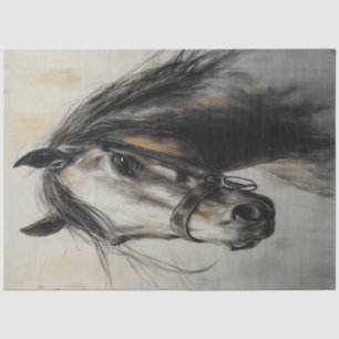 Papel De Seda Arte de Graça Indomada do Cavalo de Carvão