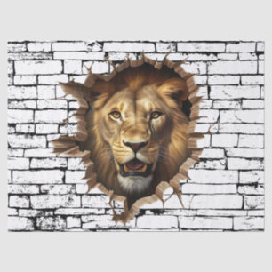 Papel De Seda Arte de Leão 3D na Parede – Safari Realista