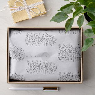 Papel De Seda Arte de Linha de Flor Silvestre Elegante Chic Mini