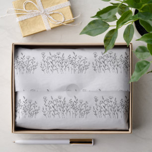 Papel De Seda Arte de Linha de Flor Silvestre Elegante Chic Mini