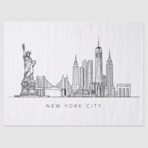 Papel De Seda Arte de Linha Minimalista do Horizonte de Nova Yor