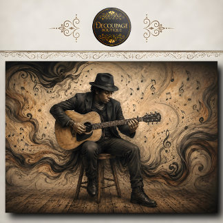 Papel De Seda Arte de Músico de Blues Acústico Vintage