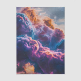 Papel De Seda Arte de Nebulosa Espacial Abstrata - Colorida e Có