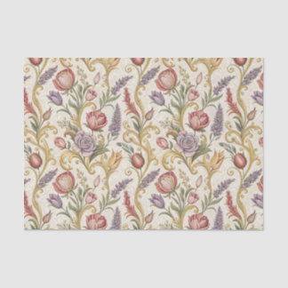 Papel De Seda Arte de padrão de rolagem floral vintage francês o