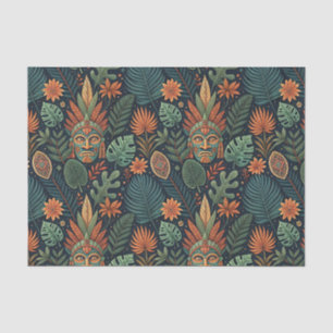 Papel De Seda Arte de Padrão Floral Tribal da Floresta Tropical