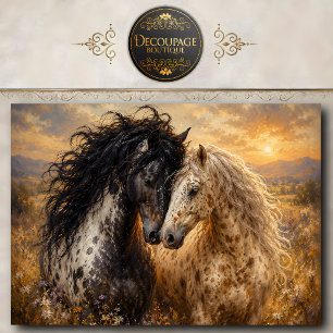 Papel De Seda Arte de Parede com Dois Cavalos Appaloosa Decoraçã