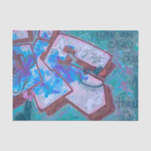 Papel De Seda Arte de Parede de Rua Urbana Pintada em Azul Teal 