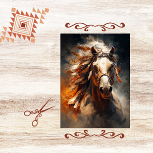 Papel De Seda Arte de retrato de cavalo pintado a óleo decoupage