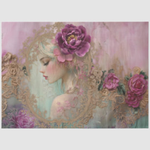 Papel De Seda Arte de retrato de colagem luxuosa de mídia mista