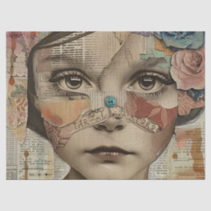 Papel De Seda Arte de Retrato em Colagem de Mídia Mista (10)