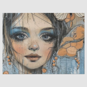 Papel De Seda Arte de Retrato em Colagem de Mídia Mista (12)