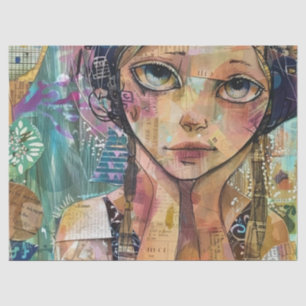 Papel De Seda Arte de Retrato em Colagem de Mídia Mista (8)