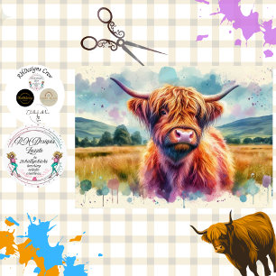 Papel De Seda Arte de Vaca das Terras Altas em Decoupage Colorbu