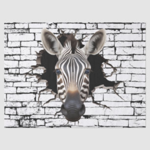 Papel De Seda Arte de Zebra 3D na Parede – Safari Realista
