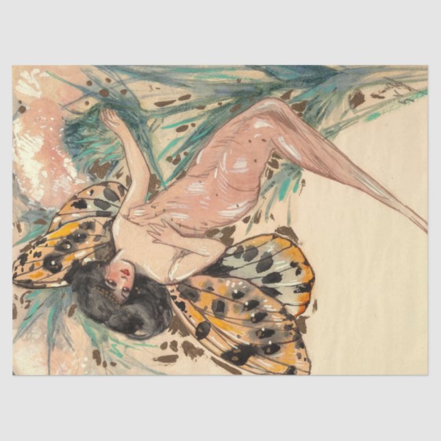 Papel De Seda Arte Deco Art Nouveau Fadas Fadas, anos 20 (Frente )