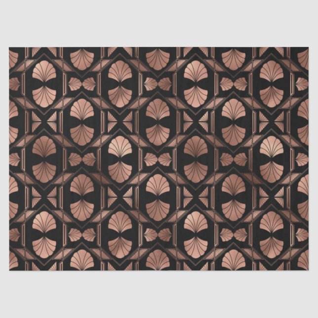 Papel De Seda Arte Deco - Conchas Douradas na Decoupage Preta (Frente )