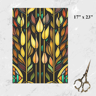 Papel De Seda Arte Deco Folhas Coloridas Folhas Reeds Vidro Arre