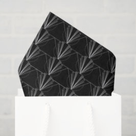 Papel De Seda Arte Deco Geométrico Preto e Branco Vintage 