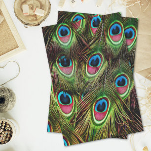 Papel De Seda arte deco tee green turquoise paciock feather