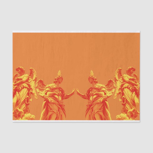Papel De Seda Arte digital cor laranja com esculturas (Frente )