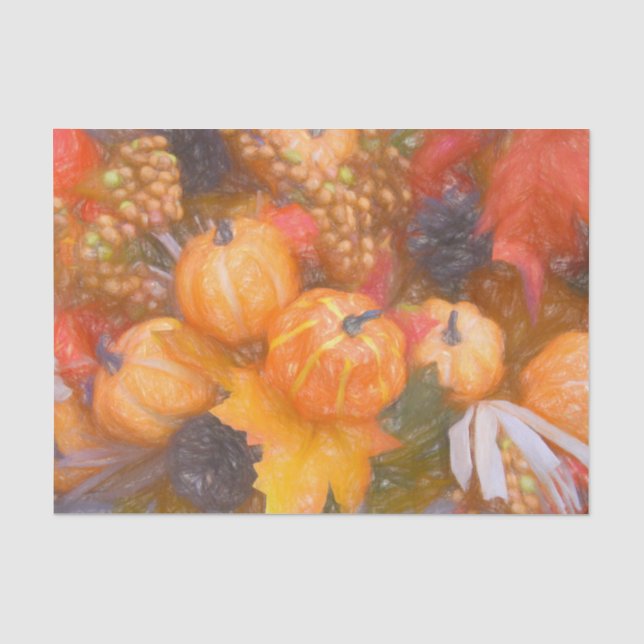 Papel De Seda Arte Digital de Desenho de Folhas Laranjas de Outo (Frente )
