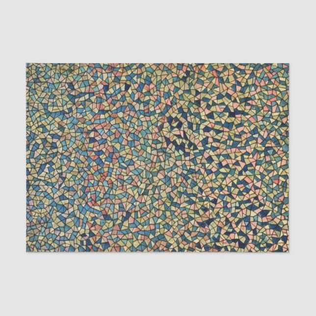 Papel De Seda Arte do mosaico do estilo do vitral no azul e no (Frente )