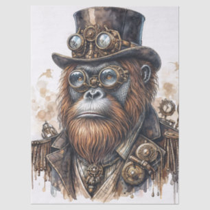 Papel De Seda Arte em Aquarela de Orangotango Steampunk