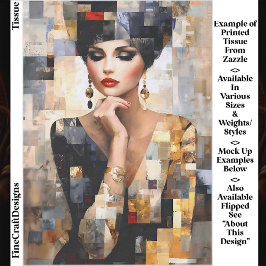 Papel De Seda Arte em Estilo Mosaico de Mulher Glamourosa EB7L D