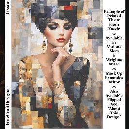 Papel De Seda Arte em Estilo Mosaico de Mulher Glamourosa EB7R D