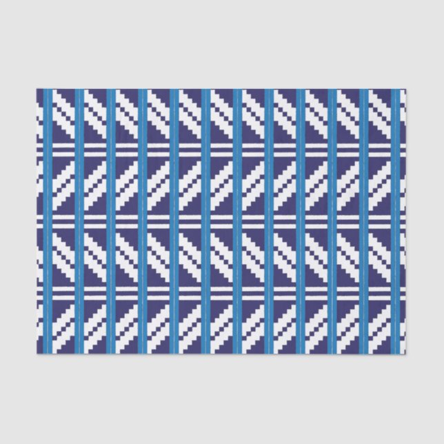 Papel De Seda Arte étnica letã letã branca e azul (Frente )