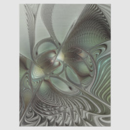 Papel De Seda Arte Fantasia Fractal Verde Oliva Abstrato Cinza