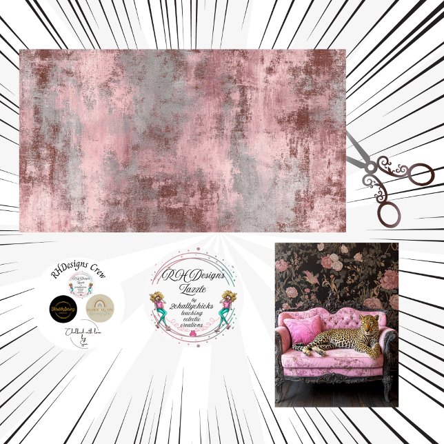 Papel De Seda Arte Faux de Decoupage com Textura Desgastada Rosa (Criador carregado)