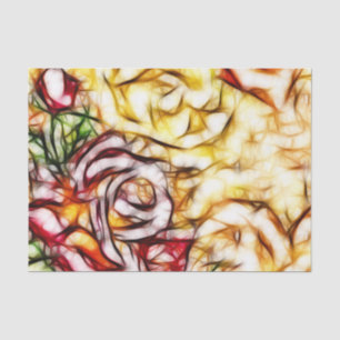Papel De Seda Arte Floral Abstrata Amarela Luz Rosa Iluminação A