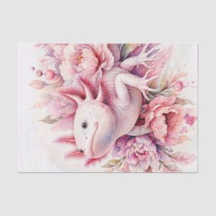 Papel De Seda Arte Floral Cor-de-Rosa Axolotl