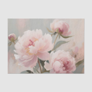 Papel De Seda Arte Floral de Peônias Rosa Suave