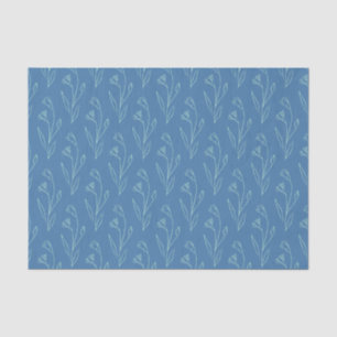 Papel De Seda Arte Floral Ditsy Daît Boho Desenho em Azul 