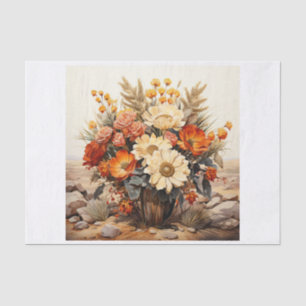 Papel De Seda Arte Floral do Buquê Boho Desert para Desnupage