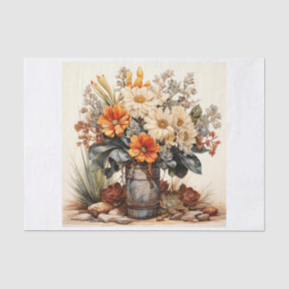 Papel De Seda Arte Floral do Buquê Boho Desert para Desnupage
