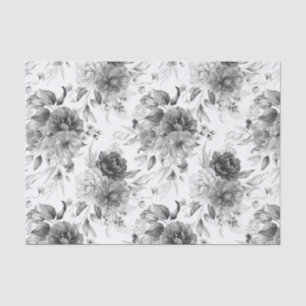 Papel De Seda Arte floral em preto e branco holandês do século X