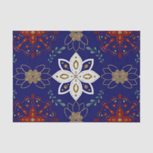 Papel De Seda Arte Folclórica do Design Floral Nórdico