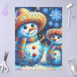 Papel De Seda Arte Folclórica Mexicana Snowmen Desaparece