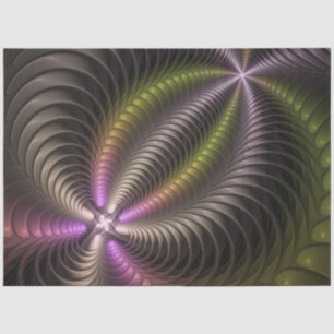 Papel De Seda Arte Fractal 3D Colorida abstrato brilhante