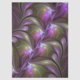 Papel De Seda Arte fractal abstrata colorida violeta roxa caqui